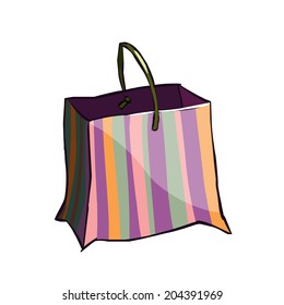 Cartoon paper shopping bag. Vector illustration