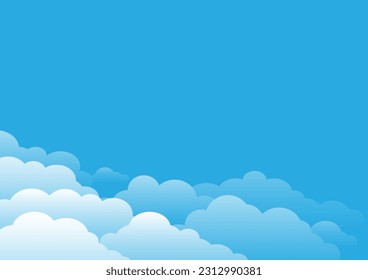 Cartoon paper style sky background features soft pastel clouds in corner. Its whimsical aesthetic adds a touch of charm to the room, evoking a playful and dreamy atmosphere.