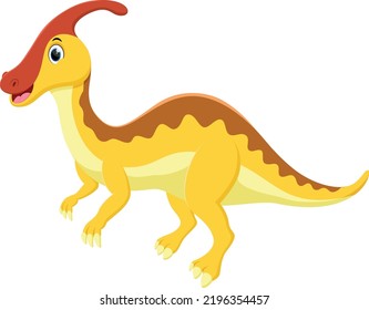 Cartoon parasaurolophus dinosaur isolated on white background