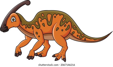 Parasaurolophus de dibujos animados aislados sobre fondo blanco