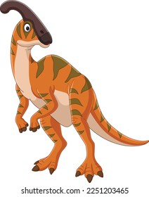 Cartoon parasaurolophus on white background