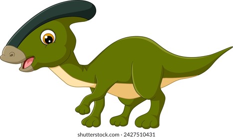 Cartoon parasaurolophus on white background of illustration