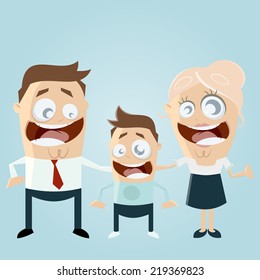 cartoon parents with son