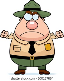 A cartoon park ranger with an angry expression.