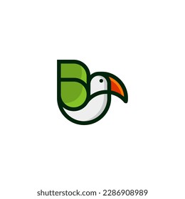 Cartoon parrot bird illustration logo. elegant, colorful, beautiful and charming. can be used in all businesses and companies
