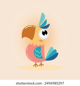 Cartoon Parrot design, wild bird, separate vector illustration