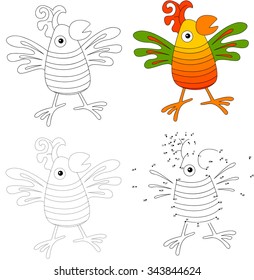 Cartoon parrot. Dot to dot educational game for kids. Vector illustration