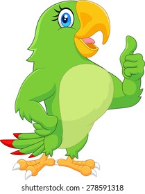 Cartoon parrot giving thumb up