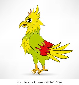 Cartoon parrot on a white background