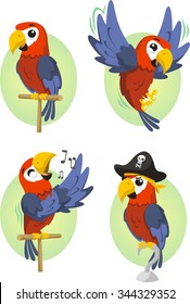 Cartoon parrot set