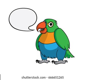 Cartoon parrot with speech bubble