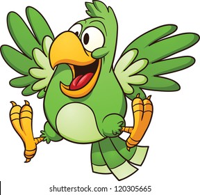 Cartoon parrot. Vector clip art illustration with simple gradients. All in a single layer.