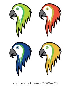 Cartoon parrot vector illustration set