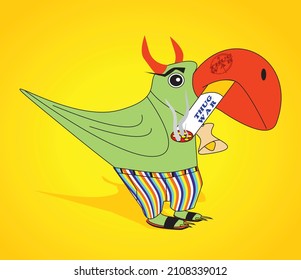 Cartoon parrot vector isolated bird
