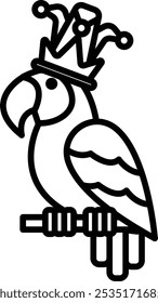 A cartoon parrot wearing a crown
