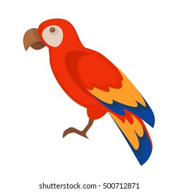 Cartoon parrot wild animal bird. Vector Illustration isolated on white background.