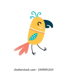 Cartoon parrots bird and parrot wild animal bird on a white background. Vector illustration.