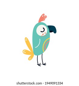Cartoon parrots bird and parrot wild animal bird on a white background. Vector illustration.
