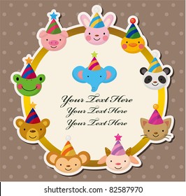 Cartoon Party animal head card