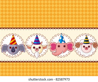 Cartoon party animal head card