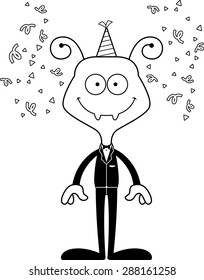 A cartoon party ant smiling.