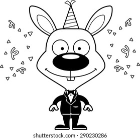 A cartoon party bunny smiling.