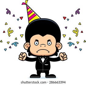 A cartoon party chimpanzee looking angry.