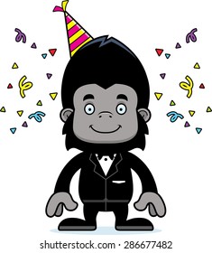 A cartoon party gorilla smiling.