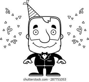 A cartoon party man smiling.