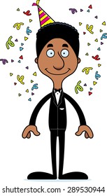 A cartoon party man smiling.