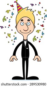 A cartoon party man smiling.