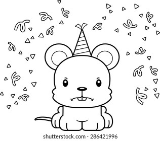 A cartoon party mouse looking angry.
