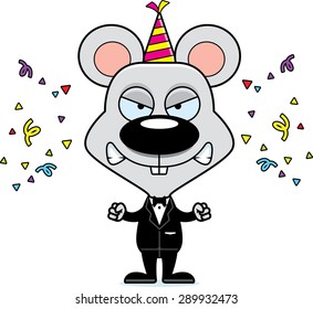 A cartoon party mouse looking angry.