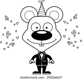 A cartoon party mouse smiling.