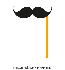 Cartoon party moustache silhouette. Funny mask on a stick. Holiday themed vector illustration for icon, stamp, label, certificate, brochure, gift card, poster, coupon or banner decoration