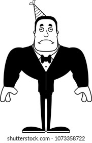 A cartoon partygoer looking sad.
