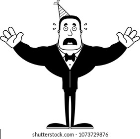 A cartoon partygoer looking scared.