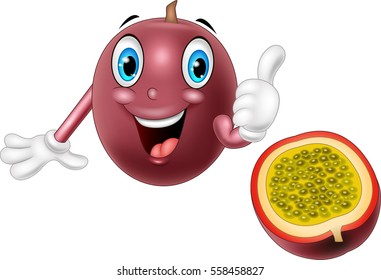 Cartoon passion fruit  giving thumb up