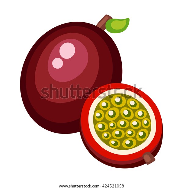 Cartoon Passionfruit On White Background Passionfruit Stock