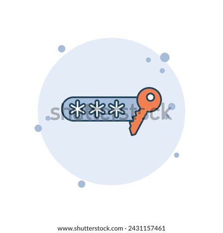Cartoon password key icon vector illustration. Key word on bubbles background. Login sign concept.