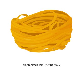 Cartoon pasta spaghetti. Italian cuisine. Fettuccini pasta illustration of long pasta.