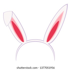 Cartoon pastel bunny party ears. Funny hat. Easter themed vector illustration for icon, stamp, label, certificate, brochure, gift card, poster, coupon or banner decoration