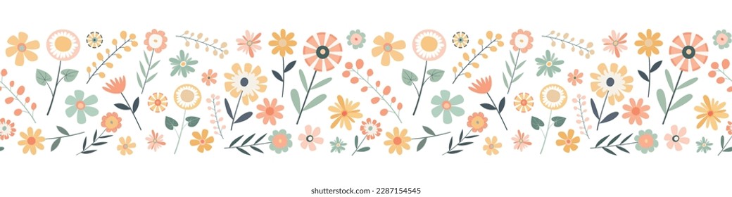 Cartoon pastel floral seamless