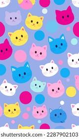 Ilustración de fondo del vector kitten pastel de dibujos animados
