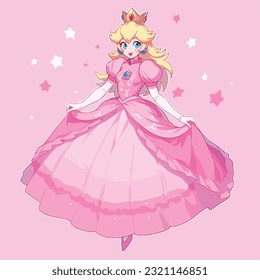  vector de princesa rosa pastel de dibujos animados 