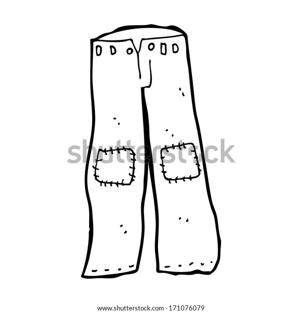 Cartoon Patched Old Jeans Stock Vector Royalty Free 171076079