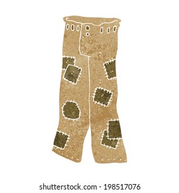 dibujos animados en pantalones viejos con parches