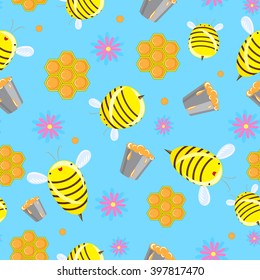 cartoon pattern with bees