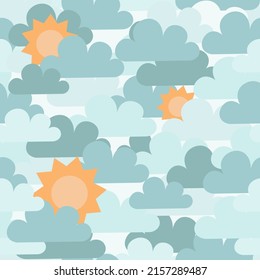 cartoon pattern blue sky sun