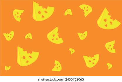 Cartoon pattern of cheese and mice. Pattern for children. Illustration with mice and a slice of cheese for printing on fabric, paper, bed linen, pajamas, stationery, wallpaper, notepads, dishes.